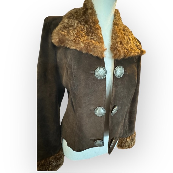 Double D Ranch Leather Suede Faux Fur Trim Jacket S Penny Lane Style - Picture 5 of 8